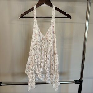Y2K White Lace Floral Halter Top Summer Festival Vintage